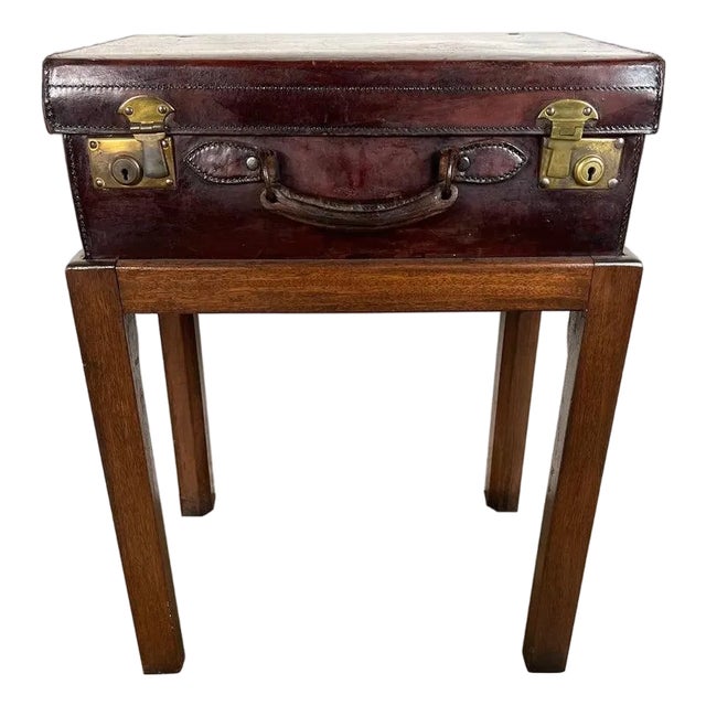 19th C. English Suitcase Side Table For Sale