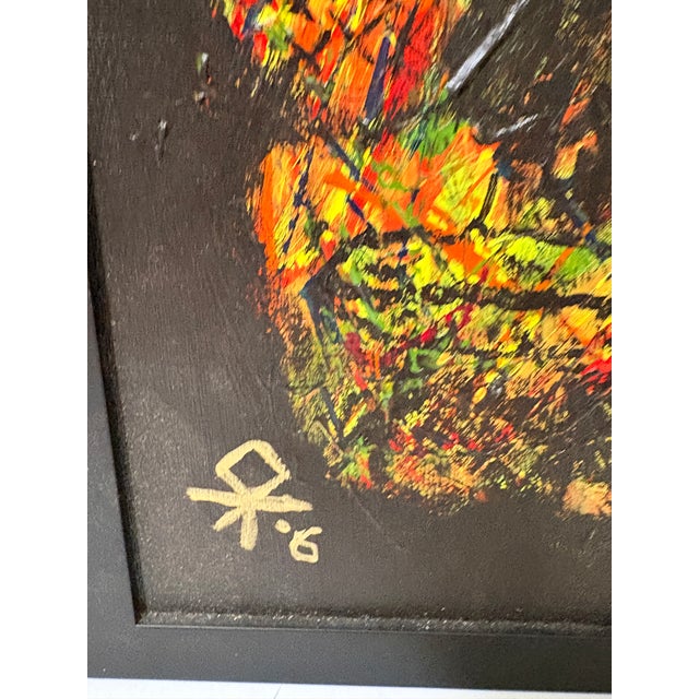 Vintage Abstract Expressionist Faces Painting, Signed, Artist Unknown - Set of 2 For Sale - Image 4 of 13