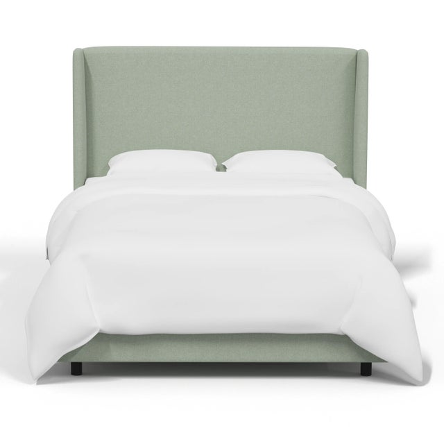 Traditional Jordan King Wingback Bed in Zuma Seafoam For Sale - Image 3 of 5