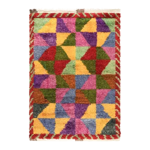 Vintage Tulu Rug With Colorful Geometric Diamond Patterns, From Rug & Kilim