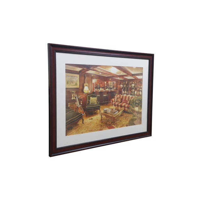 American Late 20th Century Photograph Print of Traditional Wood Panel Luxury Library Lounge Bar Room 35" For Sale - Image 3 of 10