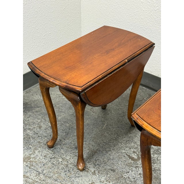 Queen Anne Style Drop-Leaf Side Tables, Pair For Sale In San Francisco - Image 6 of 12