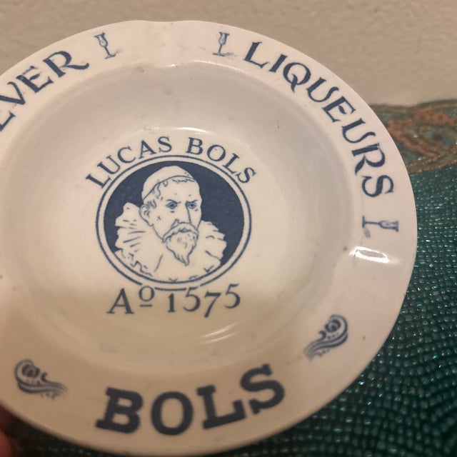 Mid-Century Dutch Blue Lucas Bols Ceramic Ashtray - Made in Holland For Sale - Image 4 of 9