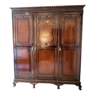 Late 19th Century Mahogany Clothing Armoire For Sale