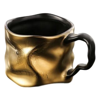 Irregularly Shaped Ceramic Mug With a Touch of Understated Luxury For Sale