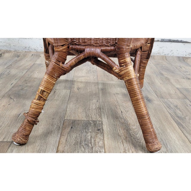 Late 20th Century Willow Style Woven Wicker Outdoor Patio Sunroom Chair For Sale - Image 5 of 12