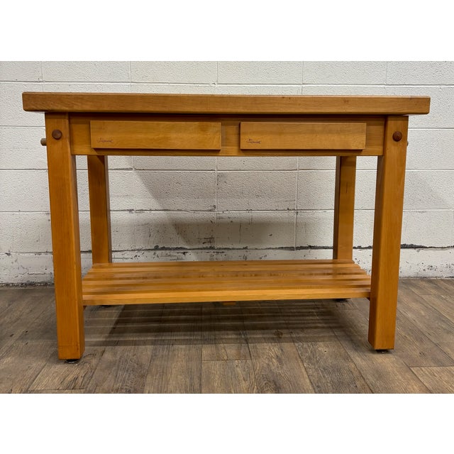 Late 20th Century Le Gourmand Kitchen Island Butcher Block Table With Storage For Sale - Image 5 of 15