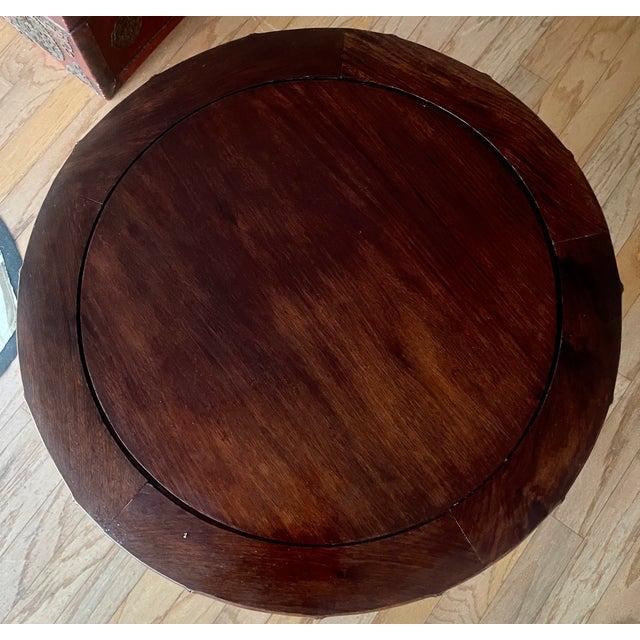 Just in, this charming and very useful, Chinese Red Wood Faux Bamboo Side Table 20hTh. C. The color is a rixh mahigany...