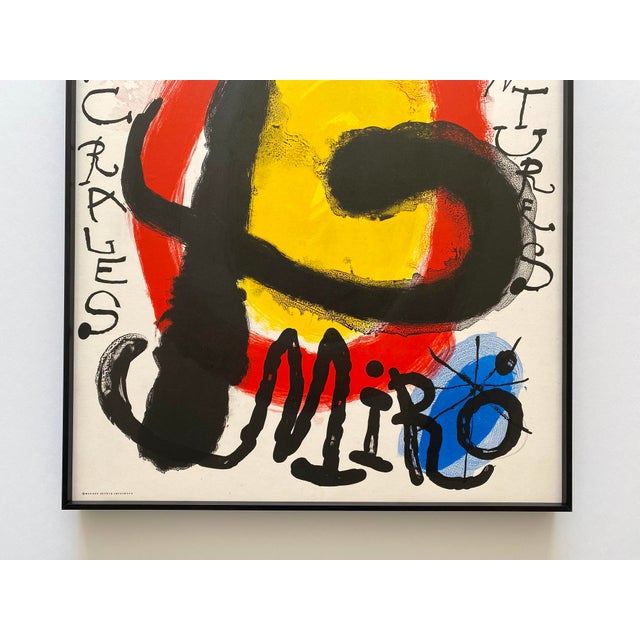 Mid-Century Modern Joan Miro Vintage 1961 Mid Century Modernist Fine Art Lithograph Print " Murales - Peintures " Framed Paris Exhibition Poster For Sale - Image 3 of 16