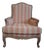Louis XV Bergère Chair with Cerused Finish in Coral Striped Linen, 1890s For Sale