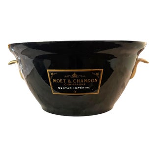 Rare Moët & Chandon Nectar Impérial Champagne Cooler Ice Bucket – Black & Gold Hospitality Edition For Sale