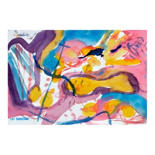 Yellow & Pink Abstract by Les Anderson For Sale