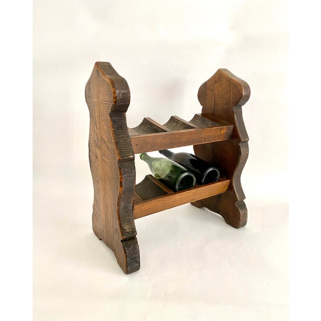 Brown 1960s Dutch Brutalist Oak Wine Rack For Sale - Image 8 of 9