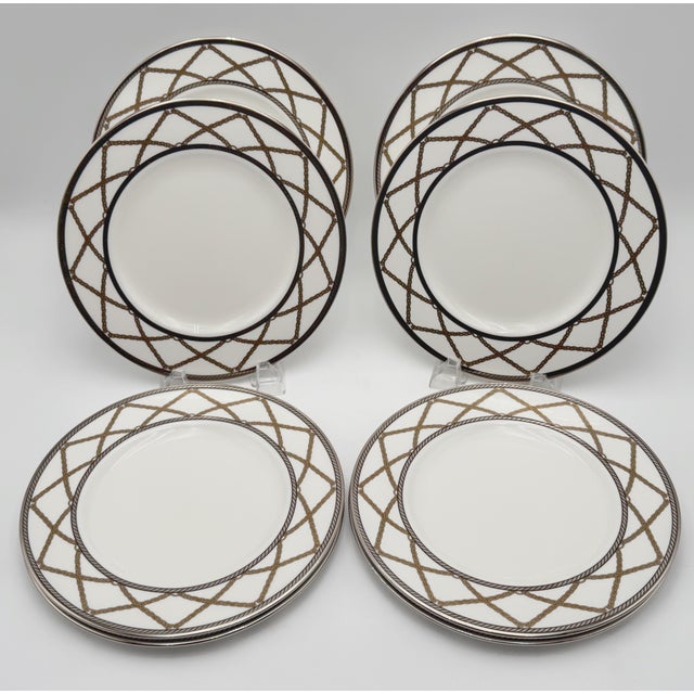 Metal Set of 8 Lenox “Braided Elegance” Fine Bone China Dinner Plates For Sale - Image 7 of 16