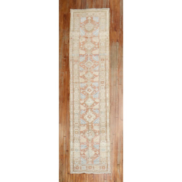 Terracotta Persian Antique Runner - 3' x 14'3" For Sale - Image 4 of 18