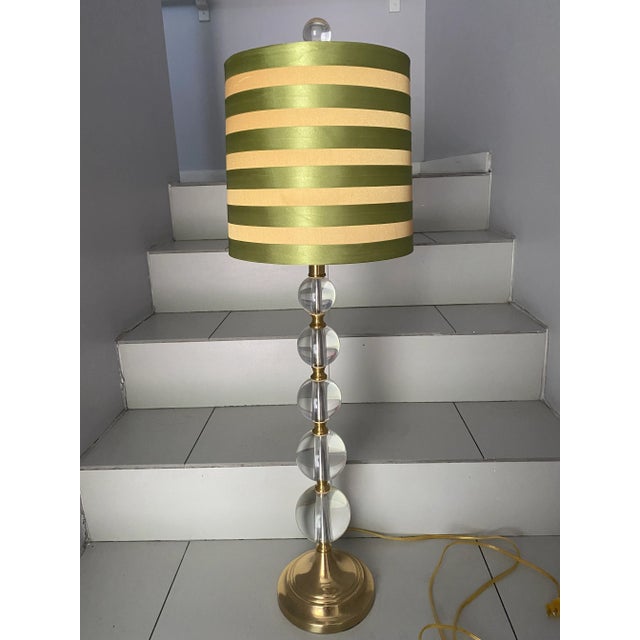 Hollywood Regency Style Glass/Crystal Ball Lamp For Sale In Miami - Image 6 of 7