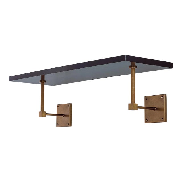 Billy Black/Aged Brass Wall Shelf, 36" Wide For Sale