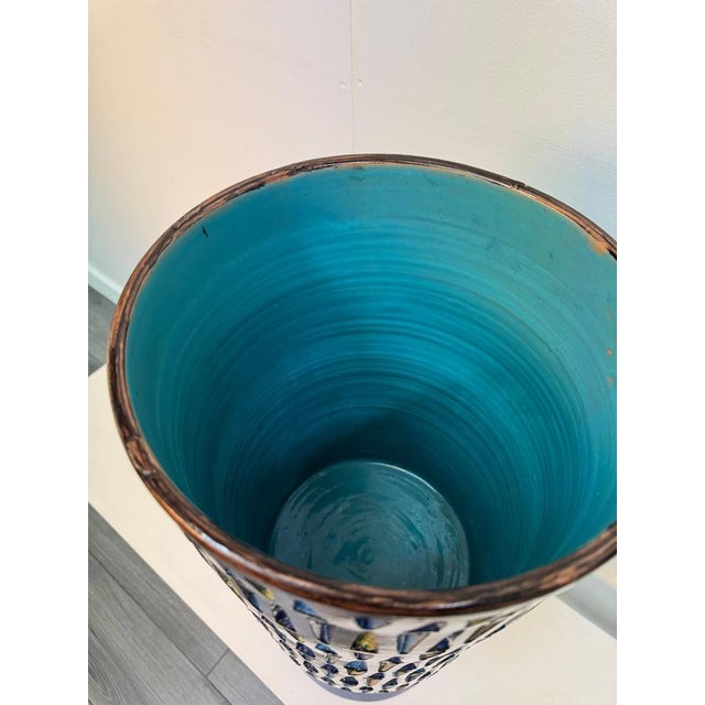 1960s Large Italian Geometric Glazed Ceramic Vessel, 1960s For Sale - Image 5 of 9