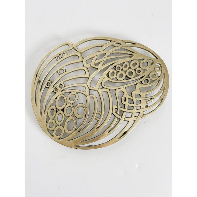 Brass Trivet with Art Nouveau Decoration, France, 1920s For Sale - Image 4 of 11