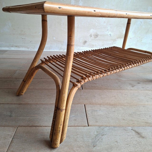 Red French Rattan Coffee Table with Tiles, 1960s For Sale - Image 8 of 11