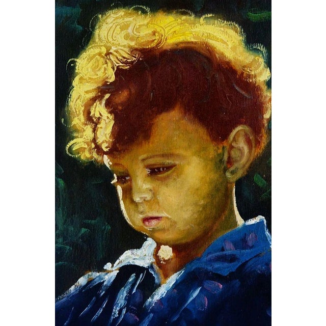 Hannibal De Bellis, Portrait of a Child's Face, 1920s, Oil Painting on Panel, Framed For Sale - Image 3 of 13
