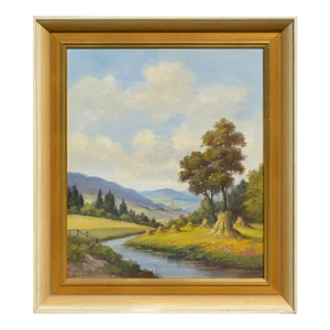 Mid Century Danube Valley Harvest Landscape by Weber