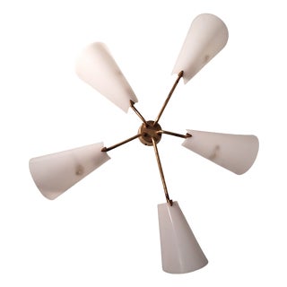 Star-Shaped Wall Lamp in Brass and Acrylic Glass Lumen from Lumen Milano, 1950s For Sale