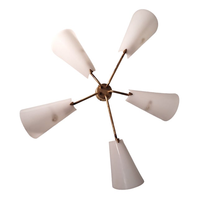 Star-Shaped Wall Lamp in Brass and Acrylic Glass Lumen from Lumen Milano, 1950s For Sale