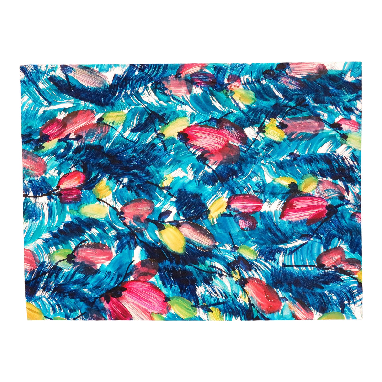 Vintage Oil Painting on Vellum Repeat Pattern for Textile Circa 1957 Chairish