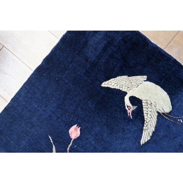 1890s, Antique Chinese Peking Rug, Cranes & Floral, 3 X 5 For Sale - Image 10 of 13