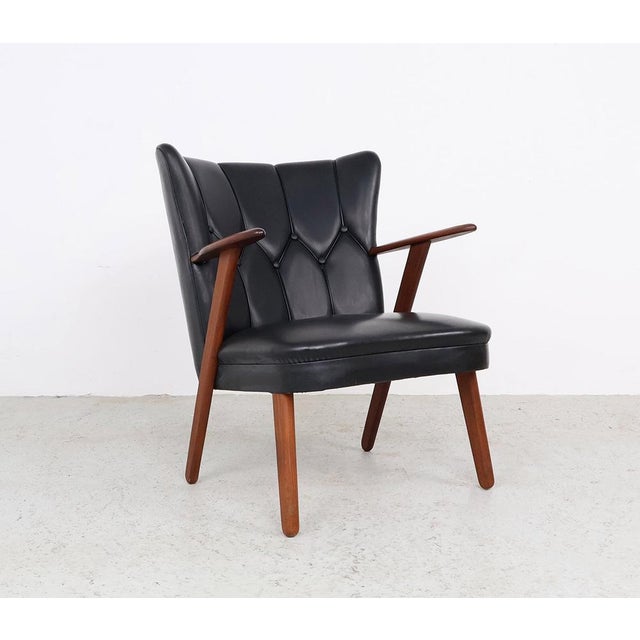 1960s Danish Chairs in Teak and Faux Leather from Erhardsen & Andersen, 1960s, Set of 2 For Sale - Image 5 of 17