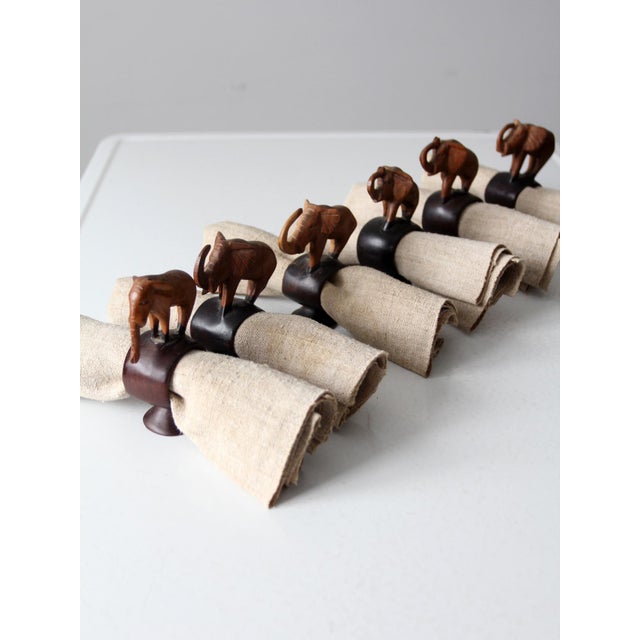 Vintage Wood Elephant Napkin Rings Set of 6 Chairish