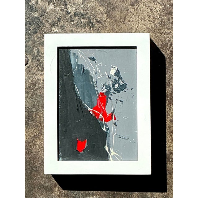 Wood Vintage Original Abstract Oil Painting on Canvas For Sale - Image 7 of 12