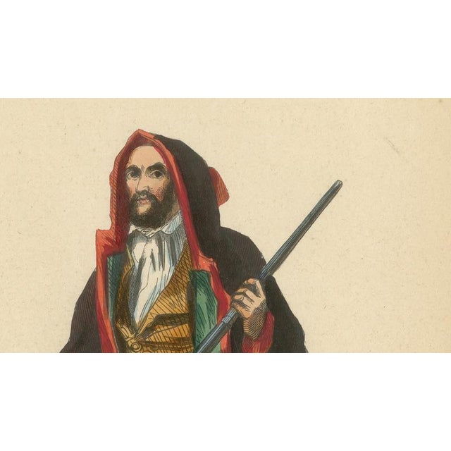 Markaert, Corsican Man with Firearm, 1845, Hand-Coloured Lithograph on Paper For Sale - Image 3 of 10