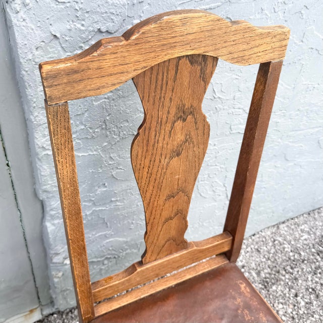 Early 20th Century Antique Oak Dining Chairs - A Pair For Sale - Image 5 of 11