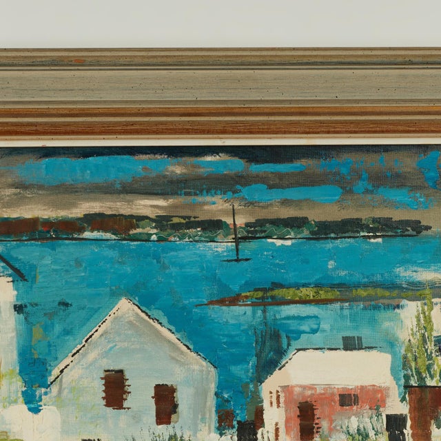 Vintage Modernist Painting of a Bermuda Bayscape by Alfred Birdsey For Sale - Image 4 of 12