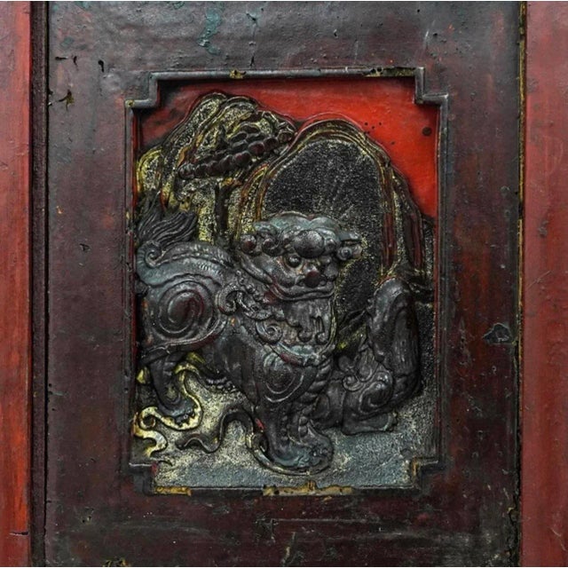 Wood Chinese Lacquered Hardstone Panel Room Screen For Sale - Image 7 of 13