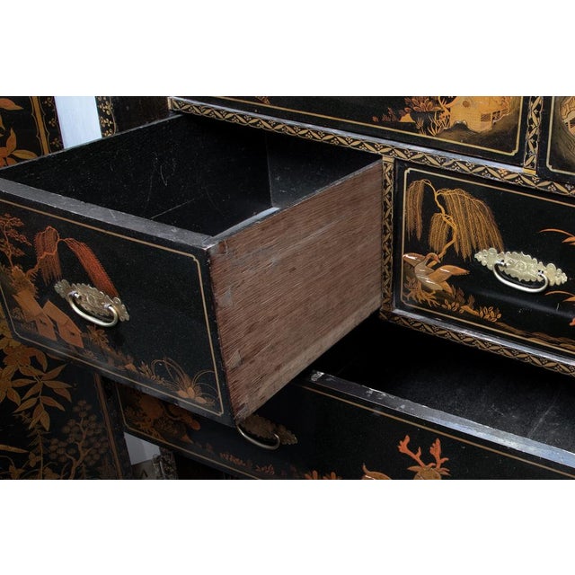 Antique Japanese Lacquer Cabinet on Stand For Sale - Image 4 of 9