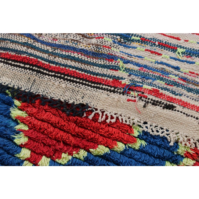 Textile Vintage Moroccan Runner Rug With Red & Blue Diamond Medallions - Rug & Kilim For Sale - Image 7 of 7