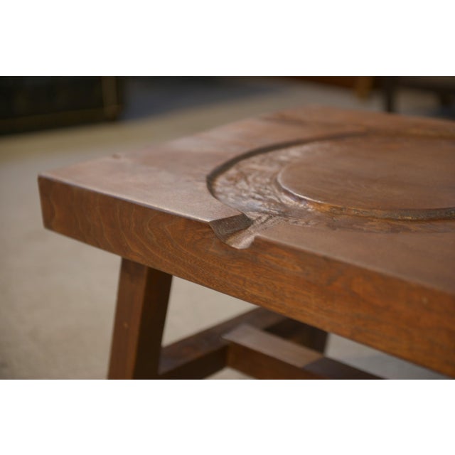 Brown Brutalist Coffee Table in Elm, 1950s For Sale - Image 8 of 12