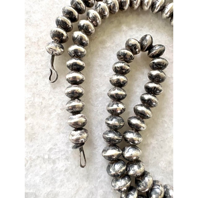 American Sterling Silver Vintage Native American Beaded Necklace For Sale - Image 3 of 3