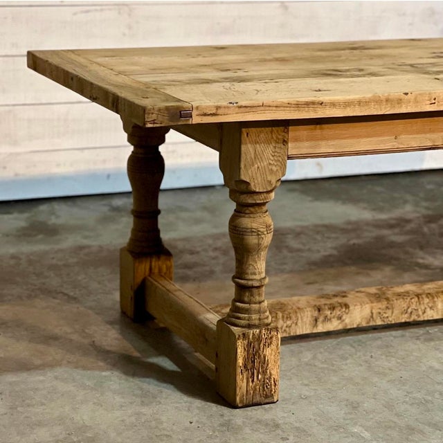 Bleached Oak Farmhouse Dining Table, 1925 For Sale - Image 3 of 18