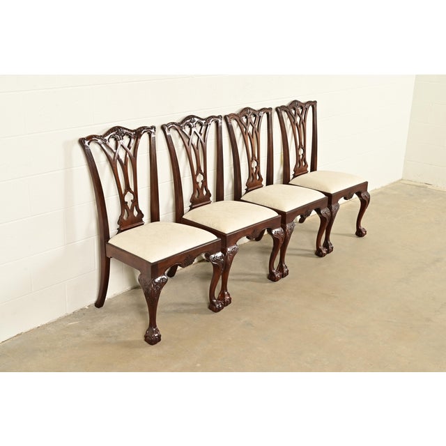 Drexel Heritage Drexel Heritage Chippendale Carved Mahogany Dining Chairs, Set of Four For Sale - Image 4 of 13