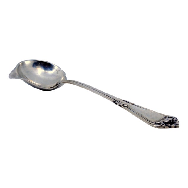 Silver Sauce Spoon with Reliefs and Grooves For Sale