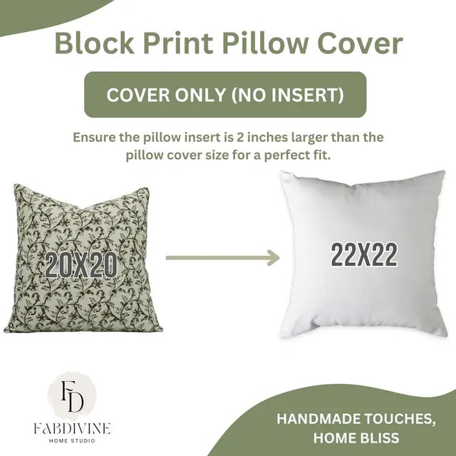 Not Yet Made - Made To Order Fabdivine Handmade Block Printed Cushion Cover 18x18 Inch Duck Canvas- Varanasi For Sale - Image 5 of 5