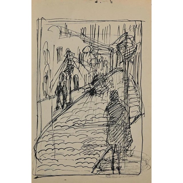 Street with figures is an original pencil and china ink drawing realized by Helen Vogt, in 1929. The state of preservation...