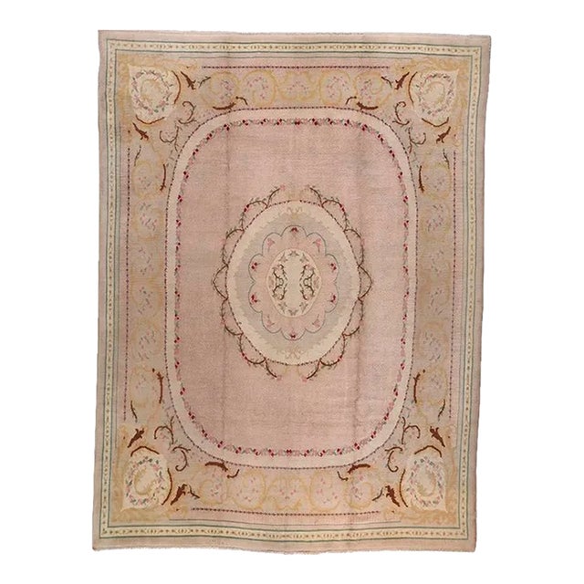 1920s Antique French Savonnerie Area Rug 10’9″ X 13’8″ For Sale