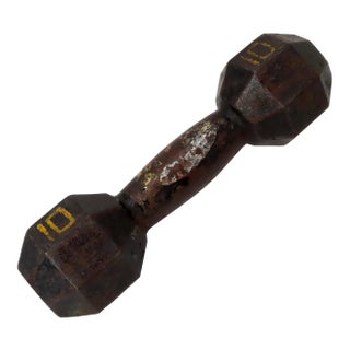 Antique Cast Iron 10 Pound Gymnasium Exercise Dumbbell For Sale