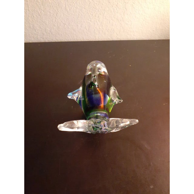1980s Green/Blue Art Glass Whale Figurine For Sale - Image 4 of 8
