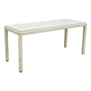Vintage Mid Century Modern Steel Metal White Laminate Top Coffee Table Bench For Sale